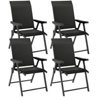 Outsunny 4PCS Folding Chair w/ Breathable Mesh Fabric Seat, Black