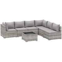 Outsunny 7 PCS Outdoor PE Rattan Chaise Lounge Furniture Sofa Set w/ Cushions