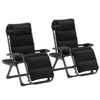 Outsunny 2 Pieces Zero Gravity Chairs, Reclining Folding Sun Lounger, Black