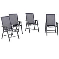 Outsunny 4-PCS Garden Armchairs Outdoor Patio Folding Furniture Grey