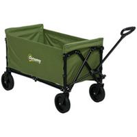 Outsunny 120L Folding Collapsible Wagon with Adjustable Handle, Green