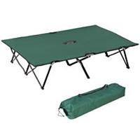 Outsunny Double Camping Folding Cot Outdoor Portable Sleeping Bed, Green
