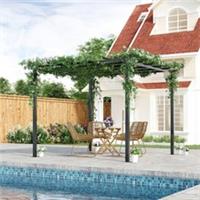 Outsunny 3x3m Metal Gazebo Pergola Grape Trellis Climbing Plants Sun Shelter