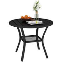 Outsunny 90 cm Garden Dining Table, Round Garden Table with Parasol Hole