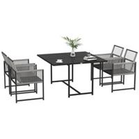 Outsunny 5 Pieces Patio Dining Set with Foldable Back, Light Grey