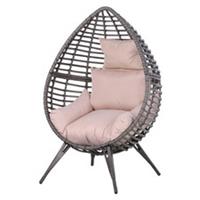 Outsunny Outdoor indoor Wicker Teardrop Chair with Cushion Rattan Lounger