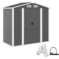 Outsunny 7 x 4ft Upgraded Metal Shed with Lock, Easy to Assemble, Dark Grey