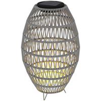 Outsunny Rattan Solar Lamp, Auto On/Off Garden Lantern, Grey