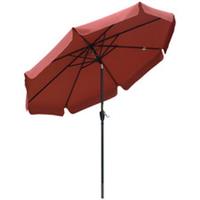 Outsunny 2.7m Patio Umbrella Garden Parasol with Crank, Ruffles 8 Ribs Wine Red