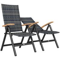 Outsunny Outdoor Folding Dining Chair, Dining Chair, Mixed-grey