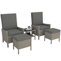 Outsunny 5 PCS Rattan Garden Furniture Set w/ Cushions, Dark Grey