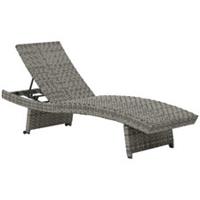 Outsunny PE Rattan Sun Lounger with 4-Level Adjustable Backrest, Mixed-grey