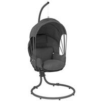 Outsunny Hanging Egg Chair w/ Stand Retractable Canopy, Grey