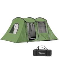 Outsunny 3-4 Man Tunnel Tent with Sewn in Floor, 3000mm Waterproof, Green