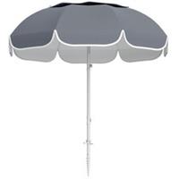 Outsunny Beach Umbrella, Adjustable Height & Tilt Portable Parasol, Grey