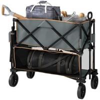 Outsunny Double Decker Folding Trolley Cart on Wheels, 200KG Capacity, Grey
