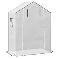 Outsunny PE Greenhouse Cover Replacement with Door and Mesh Windows, White