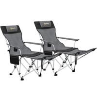 Outsunny Set of 2 Reclining Camping Chairs Portable wear-resistant Grey & Black