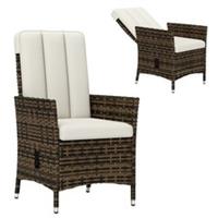 Outsunny Rattan Garden Recliner Chair with Adjustable Backrest, Cream White