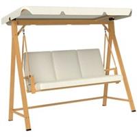 Outsunny 3 Seater Garden Swing Seat with Adjustable Canopy and Cushion Beige