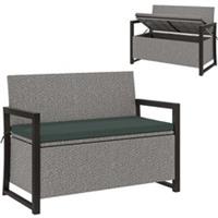 Outsunny Rattan Garden Bench with Storage, Inner Bag, 151.5L Outdoor Bench