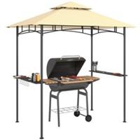 Outsunny 8' x 5' Grill Gazebo, Double Tiered Outdoor BBQ Shelter, Beige