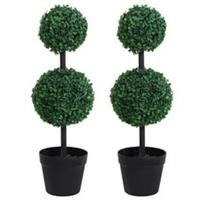 Outsunny 2 PCS Artificial Double Ball Tree 15cm Pot, Refurbished