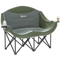 Outsunny Double Camping Chair w/ Armrests Green, Refurbished