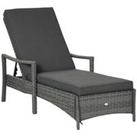 Outsunny Dual Rattan Sun Lounger w/ Headrest, Refurbished