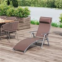 Outsunny Sun Lounger with Pillow, 7 Levels, Brown, Refurbished