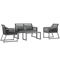 Outsunny 4 pcs Garden Furniture, Charcoal Grey, Refurbished