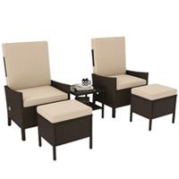 Outsunny 5 PCS Rattan Set w/ Cushions, Khaki, Refurbished