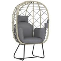 Outsunny Egg Chair with Cushion, Headrest, Grey, Refurbished