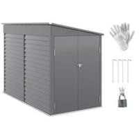 Outsunny 5 x 9ft Galvanised Metal Garden Shed with Foundation Kit, Grey