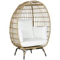 Outsunny Rattan Egg Chair Khaki, Refurbished