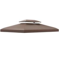 Outsunny 3x4m 2-Tier Gazebo Replacement Roof, Brown UV Cover, Refurbished