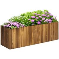Outsunny Wooden Rectangular Raised Flower Bed Planter, Refurbished