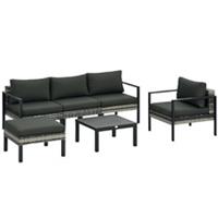 Outsunny 6 PCs Rattan Garden Furniture Set with Table, Cushion, Refurbished