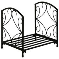 Outsunny Firewood Log Holder Wood Storage Rack w/ Scrolls Black, Refurbished