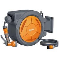 Outsunny Retractable Hose Reel Wall Mounted with Lock, Orange