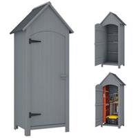 Outsunny Wooden Small Garden Shed with 3 Shelves and Tilt Roof Grey