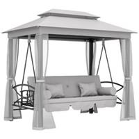 Outsunny 3 Seater Swing Chair Hammock Gazebo Patio Bench Outdoor Light Grey