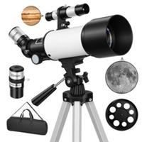 Outsunny Refractor Astronomy Telescope with 70 mm Aperture, Carry Bag, White