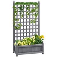 Outsunny Raised Garden Bed with Trellis Garden Planters Indoor Grey