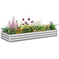 Outsunny Galvanised Raised Garden Bed Metal Planter Box, Silver