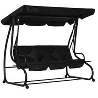 Outsunny 2-in-1 Garden Swing Chair for 3 Person w/ Adjustable Canopy Black