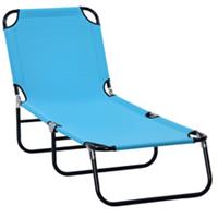 Outsunny Reclining Lawn Chaise Lounge Folding Chair Adjustable Backrest, Blue