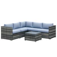 Outsunny 4 Pieces Rattan Garden Furniture Sofa Set with Coffee Table Grey