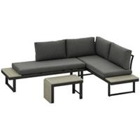 Outsunny 4 Seater L Shaped Aluminium Garden Furniture Set with Coffee Table