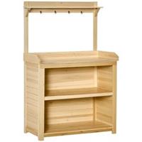 Outsunny Potting Bench Table Workstation w/ Galvanized Tabletop, Storage Shelf